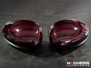 FIAT 500 Mirror Covers - Carbon Fiber - Red Candy